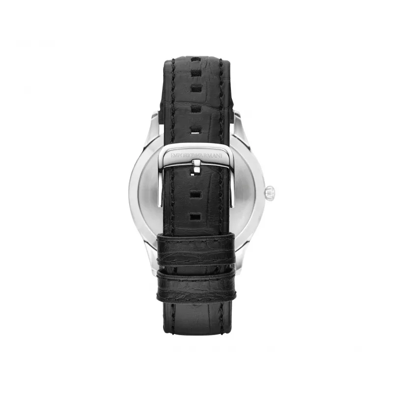 ARMANI AR1865 vyriškas kvarcinis chronografinis laikrodis 43mm juodas ciferblatas odinis dirželis