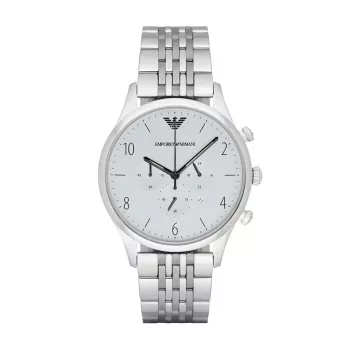 ARMANI AR1879 Vyriškas analoginis kvarcinis laikrodis 43mm nerūdijančio plieno korpusas juodas odinis dirželis