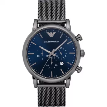 ARMANI AR1979 Vyriškas kvarcinis chronografinis laikrodis 46mm juodas ciferblatas odinis dirželis