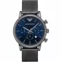 ARMANI AR1979 Vyriškas kvarcinis chronografinis laikrodis 46mm juodas ciferblatas odinis dirželis