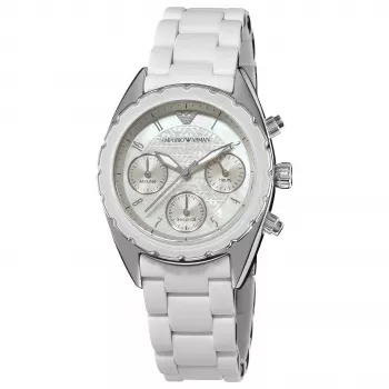 ARMANI AR5941 Moteriškas Rožinio Aukso Spalvos Nerūdijančio Plieno Chronografinis Laikrodis 35mm