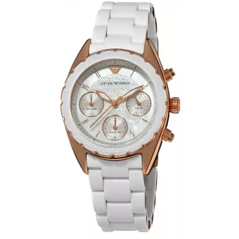 Armani AR5943 Moteriškas Rožinio Aukso Nerūdijančio Plieno Chronografinis Laikrodis 35mm