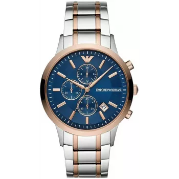 ARMANI AR80025 Vyriškas kvarcinis chronografo laikrodis 43mm nerūdijančio plieno mėlynu ciferblatu