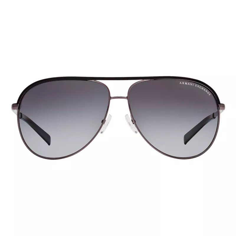 ARMANI EXCHANGE AX2002-60992V Unisex Akiniai - Matinio Juodo Metalo Rėmelis su Tamsiai Pilkais Veidrodiniais Sidabriniais Lęšiais