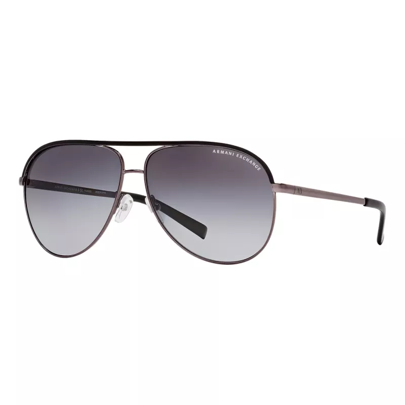 ARMANI EXCHANGE AX2002-60992V Unisex Akiniai - Matinio Juodo Metalo Rėmelis su Tamsiai Pilkais Veidrodiniais Sidabriniais Lęšiais