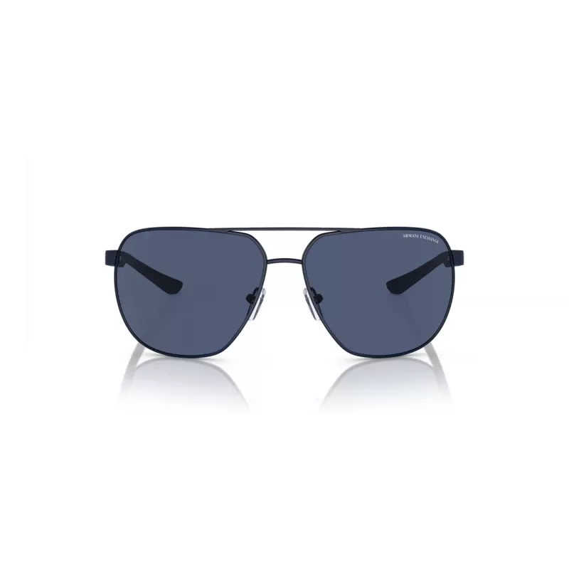 Armani Exchange AX2047S6003Z3 Vyriški stačiakampiai akiniai nuo saulės matiniai juodi tamsiai pilki 63mm