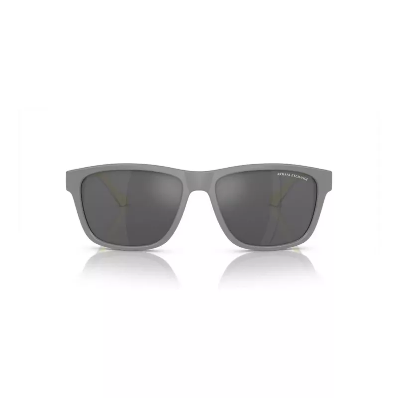 Armani Exchange AX4135S81806G Akiniai Vyriški Kvadratiniai Matiniai Juodi Tamsiai Pilki Veidrodiniai Sidabriniai 59mm