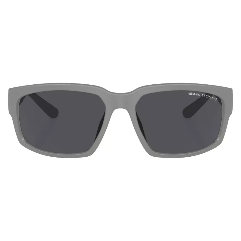Armani Exchange AX4142SU81808 Vyriški Akiniai nuo Saulės Matinė Juoda Tamsiai Pilka Stačiakampiai