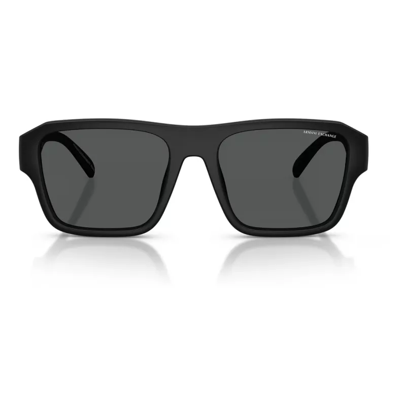 Armani Exchange AX4154SU83737 Vyriški stačiakampiai akiniai nuo saulės - Juodas propionato rėmelis, pilki polikarbonato lęšiai, UV400 apsauga