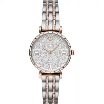 ARMANI Gianni T-Bar moteriškas laikrodis AR11293 – 32 mm nerūdijančio plieno kvarcinis, sidabrinis ciferblatas