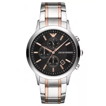 Armani Man AR11165 Vyriškas kvarcinis chronografo laikrodis, 43 mm, nerūdijančio plieno, juodas ciferblatas
