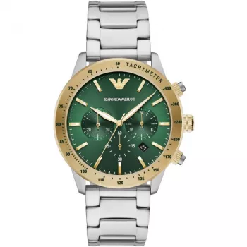 Armani Man AR11454 Vyriškas kvarcinis chronografo laikrodis, 43 mm, juodas ciferblatas, odinis dirželis