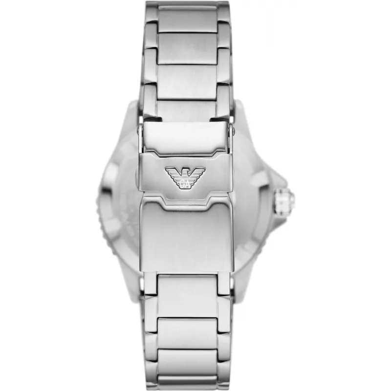 ARMANI Man AR11589 Vyriškas analoginis kvarcinis laikrodis 42mm mėlynas ciferblatas sidabrinis nerūdijantis plienas