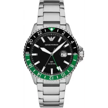 ARMANI Man AR11589 Vyriškas analoginis kvarcinis laikrodis 42mm mėlynas ciferblatas sidabrinis nerūdijantis plienas