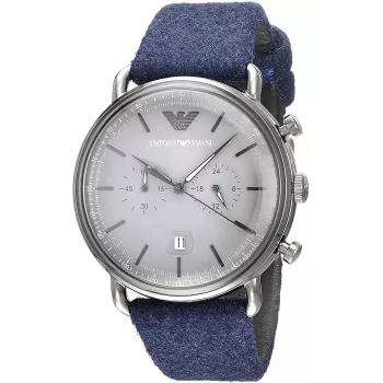ARMANI Vyriškas Chronografinis Laikrodis AR11144 Nerūdijančio Plieno 43mm Mėlynu Ciferblatu