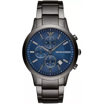 Armani vyriškas AR11215 chronografo nerūdijančio plieno laikrodis, 43 mm, juodas ciferblatas