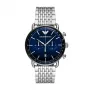 ARMANI vyriškas AR11238 nerūdijančio plieno chronografo laikrodis su mėlynu ciferblatu, 43 mm