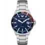 ARMANI vyriškas laikrodis AR11339 42mm nerūdijančio plieno kvarcinis chronografas juodu ciferblatu ir odiniu dirželiu
