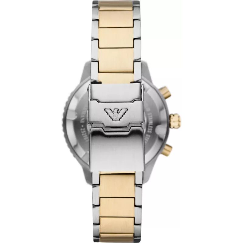 Armani vyriškas laikrodis AR11361 42mm nerūdijančio plieno tinklelis juodas ciferblatas chronografas
