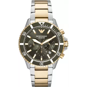 Armani vyriškas laikrodis AR11361 42mm nerūdijančio plieno tinklelis juodas ciferblatas chronografas