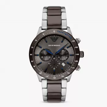 Armani vyriškas Luigi chronografo laikrodis su juodu ciferblatu ir odiniu dirželiu AR11391 (43 mm)