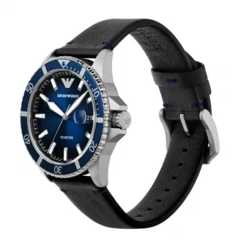 Armani vyriškas laikrodis AR11516 42mm nerūdijantis plienas kvarcinis chronografas mėlynas ciferblatas