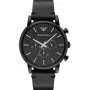 Armani Renato Vyrų Chronografinis Laikrodis AR1918 46mm Juodas Ciferblatas Odinis Dirželis