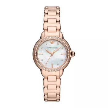 ARMANI Moteriškas AR11523 Gianni T-Bar Kvarcinis Laikrodis 32mm Rožinis Auksas Nerūdijantis Plienas