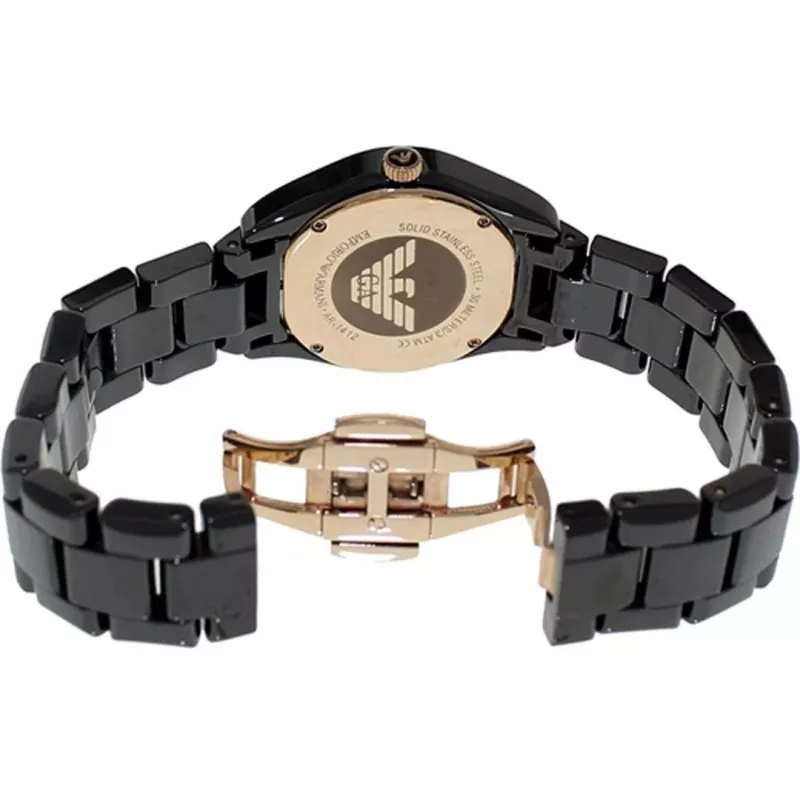 ARMANI Women's AR1412 Quartz Chronograph Watch 35mm Black Ceramic