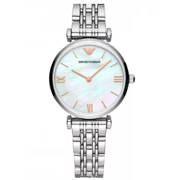 ARMANI Moteriškas AR90004L Kvarcinis Analoginis Laikrodis 32 mm Rožinio Aukso Spalvos Nerūdijančio Plieno Korpusas Rudo Odos Dirželis