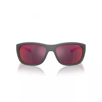 ARNETTE AN4337-28706Q Vyriški stačiakampiai akiniai nuo saulės, matiniai juodi, pilki veidrodiniai, 63 mm
