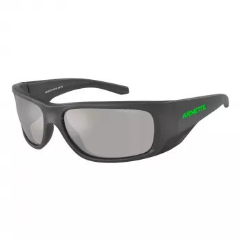ARNETTE vyriški akiniai nuo saulės AN4345-28706G stačiakampiai matinio juodo rėmelio pilki veidrodiniai sidabriniai lęšiai 62 mm