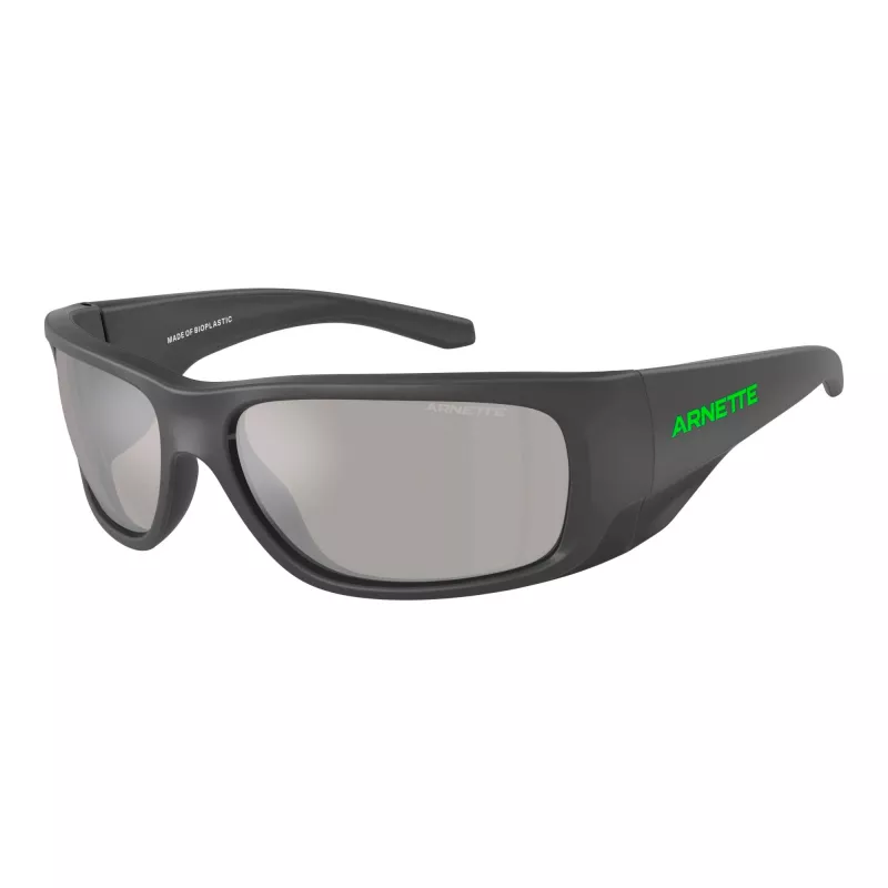 ARNETTE vyriški akiniai nuo saulės AN4345-28706G stačiakampiai matinio juodo rėmelio pilki veidrodiniai sidabriniai lęšiai 62 mm