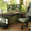 Arozzi Arena Large Gaming Desk – Forest Green (Adjustable Height, Microfiber Mouse Pad)