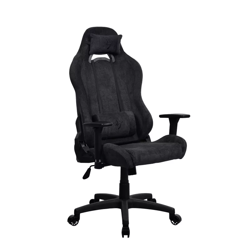 Arozzi Torretta Soft Fabric Žaidimų kėdė – Pure Black, Metal Frame, Class 4 Gas Lift, 3D Porankiai