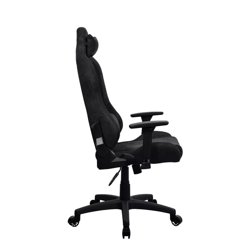 Arozzi Torretta Soft Fabric Žaidimų kėdė – Pure Black, Metal Frame, Class 4 Gas Lift, 3D Porankiai