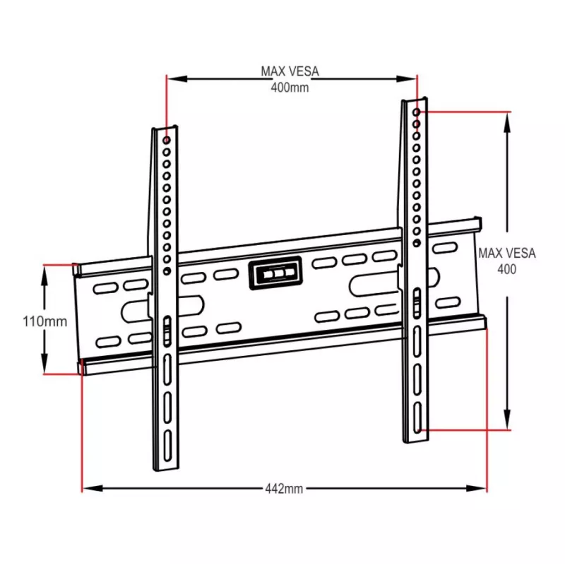 ART AR-33 Fiksuotas sieninis laikiklis 26-60 colių LCD/LED televizoriams, 45 kg, VESA 400x400, plonas 24 mm profilis, juodas
