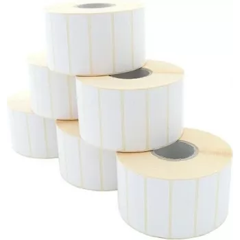 ARTDEV Terminio Perdavimo Etikečių Ritinėlis 60x20mm, 110mm Ritinėlio Skersmuo, 40mm Šerdis, 2600 Etikečių/Ritinėlyje, Baltos, Popierinės, Nuolatiniai Klijai