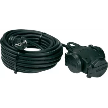 AS Schwabe 60456 10m H07RN-F 3G1.5mm² 3-ių lizdų guminis prailgintuvas su Schuko kištuku ir mova, IP44, juodas