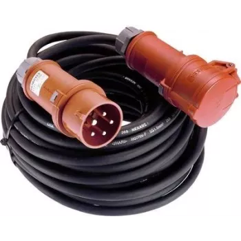 AS SCHWABE 60566 10 m CEE 400V 16A 5 polių guminis prailginimo kabelis su fazių inverteriu, juodas