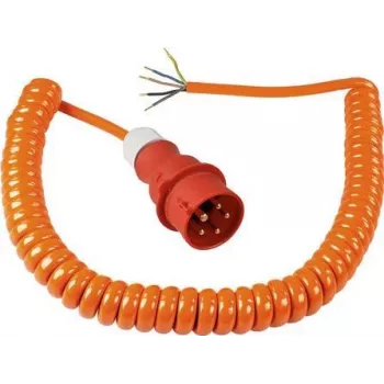 AS SCHWABE CEE spiralinis maitinimo kabelis su CEE kištuku ir atviru galu (400V / 16A | IP44 | H07BQ-F 5G2.5 | 1m - 5m prailginamas) - Oranžinis 70432