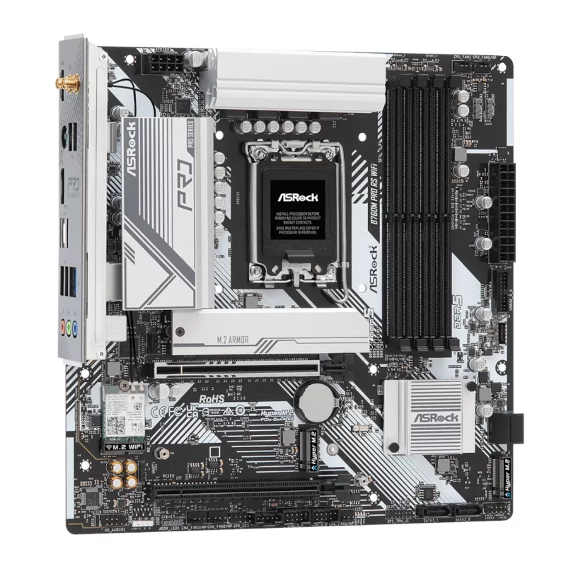 ASRock B760M Pro RS WiFi Intel LGA 1700 Micro-ATX žaidimų pagrindinė plokštė