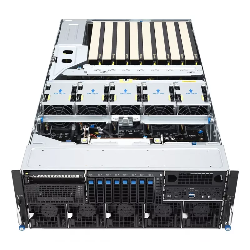 ASUS ESC8000A-E13X 4U Rack Server Platform AMD EPYC 9005 8xNVMe 2xM.2 2x10GbE 8xQSFP IPMI R3200W