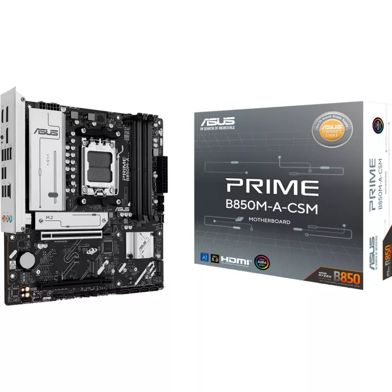 ASUS Prime B850M-A-CSM Micro-ATX pagrindinė plokštė lizdas AM5 AMD B850 mikroschemų rinkinys