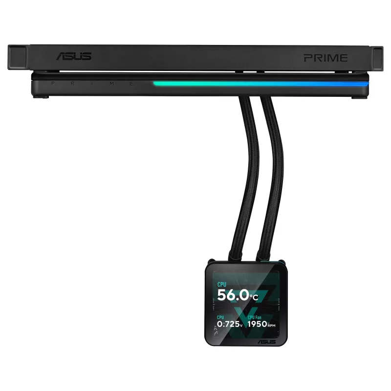 ASUS Prime SLC II 360 ARGB LCD AIO skysčio CPU aušintuvas, 360 mm radiatorius, 3 x 120 mm ARGB ventiliatoriai, LGA 1851/1700/1200/115x/AM5/AM4