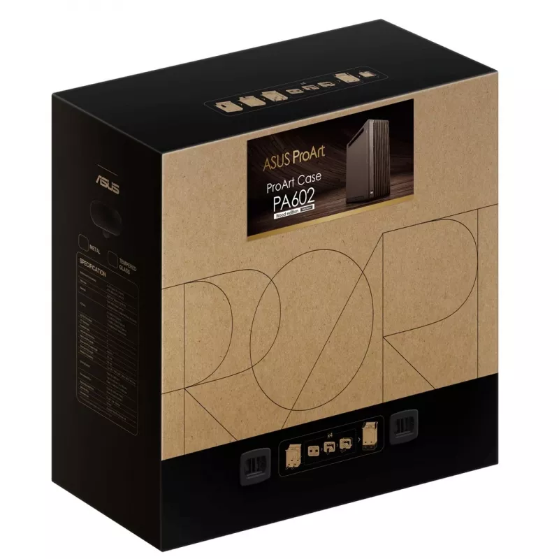 ASUS ProArt PA602 Wood Edition Retro Brown - Metalinė panelė Midi Tower