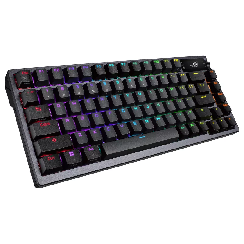 ASUS ROG Azoth 75% Hotswap mechaninė klaviatūra, trijų režimų RGB, OLED ekranas, PBT klavišų dangteliai, NX jungikliai, juoda