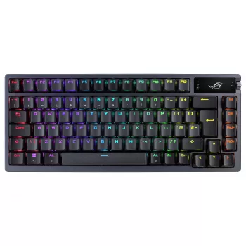 ASUS ROG Azoth 75% Hotswap mechaninė klaviatūra, trijų režimų RGB, OLED ekranas, PBT klavišų dangteliai, NX jungikliai, juoda