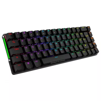ASUS ROG Falchion NX mechaninė žaidimų klaviatūra, 65% formos faktorius, ROG NX Red jungikliai, belaidė/laidinė, RGB apšvietimas, juoda