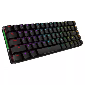 ASUS ROG Falchion NX mechaninė žaidimų klaviatūra, 65% formos faktorius, ROG NX Red jungikliai, belaidė/laidinė, RGB apšvietimas, juoda